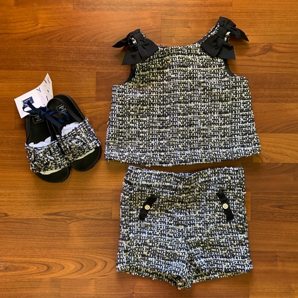 ❣️SOLD❣️Janie and Jack 2T Boucle top with bow and short - Picture 1 of 1
